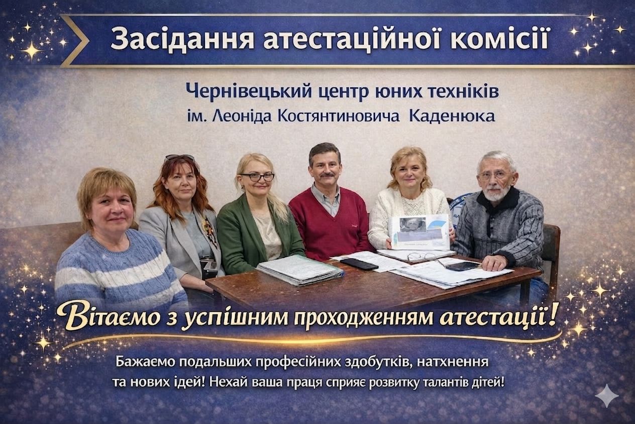 У Чернівецькому центрі юних техніків імені Леоніда Костянтиновича Каденюка Чернівецької міської ради сьогодні, 12 березня 2026 року, відбулося засідання атестаційної комісії.